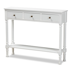 Baxton Studio Calvin Classic and Traditional French Farmhouse White Finished Wood 3-Drawer Entryway Console Table